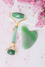 Flawless Jade Roller with Gua Sha – Natural Marble Stone Facial Duo
