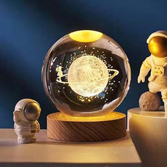 3D Crystal Galaxy Moon Lamp – Astronaut Planet Night Light (USB Powered)