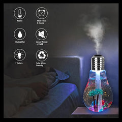 USB Air Humidifier – Bulb-Shaped Lamp with Colorful LED Night Light for Home & Office