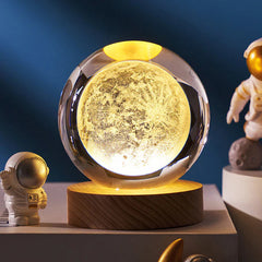 3D Crystal Galaxy Moon Lamp – Astronaut Planet Night Light (USB Powered)