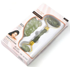 Flawless Jade Roller with Gua Sha – Natural Marble Stone Facial Duo